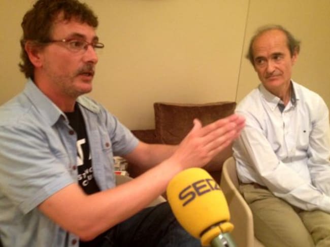 Andoni Luis Aduriz y Fernando Fombellida, durante la presentación del libro.