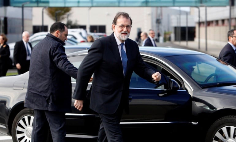 El Presidente del Gobierno, Mariano Rajoy, a su llegada a unos premios en Galicia