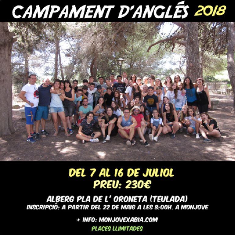 Cartel del campamento de inglés.