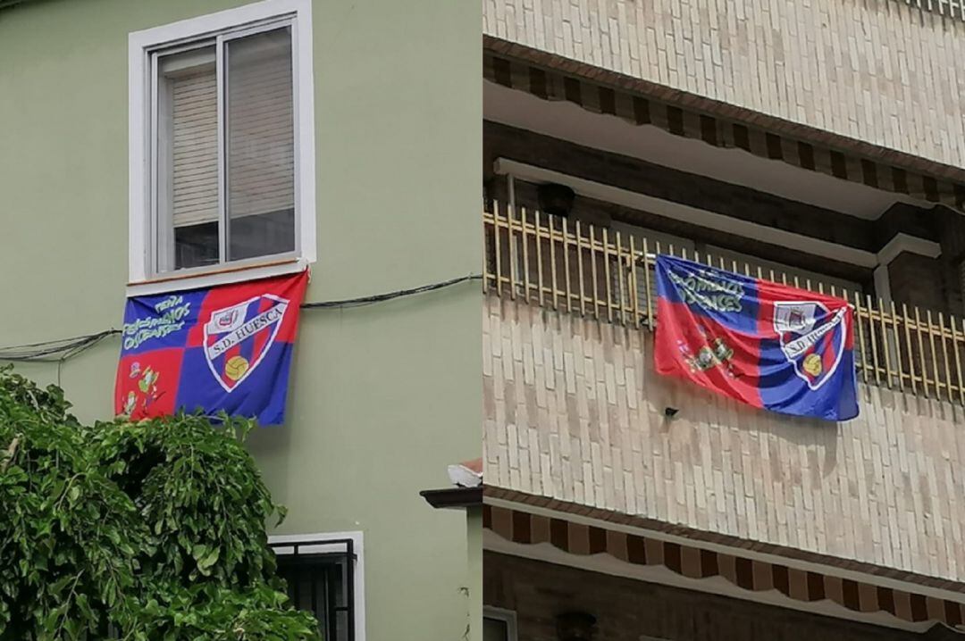 Los aficionados han colgado sus banderas en los balcones