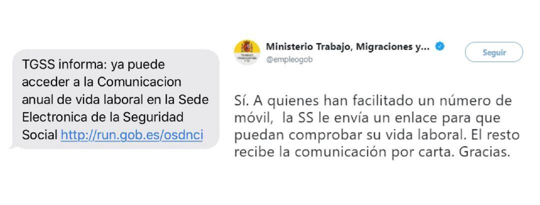 La Seguridad Social remitirá SMS para acceder a la vida laboral