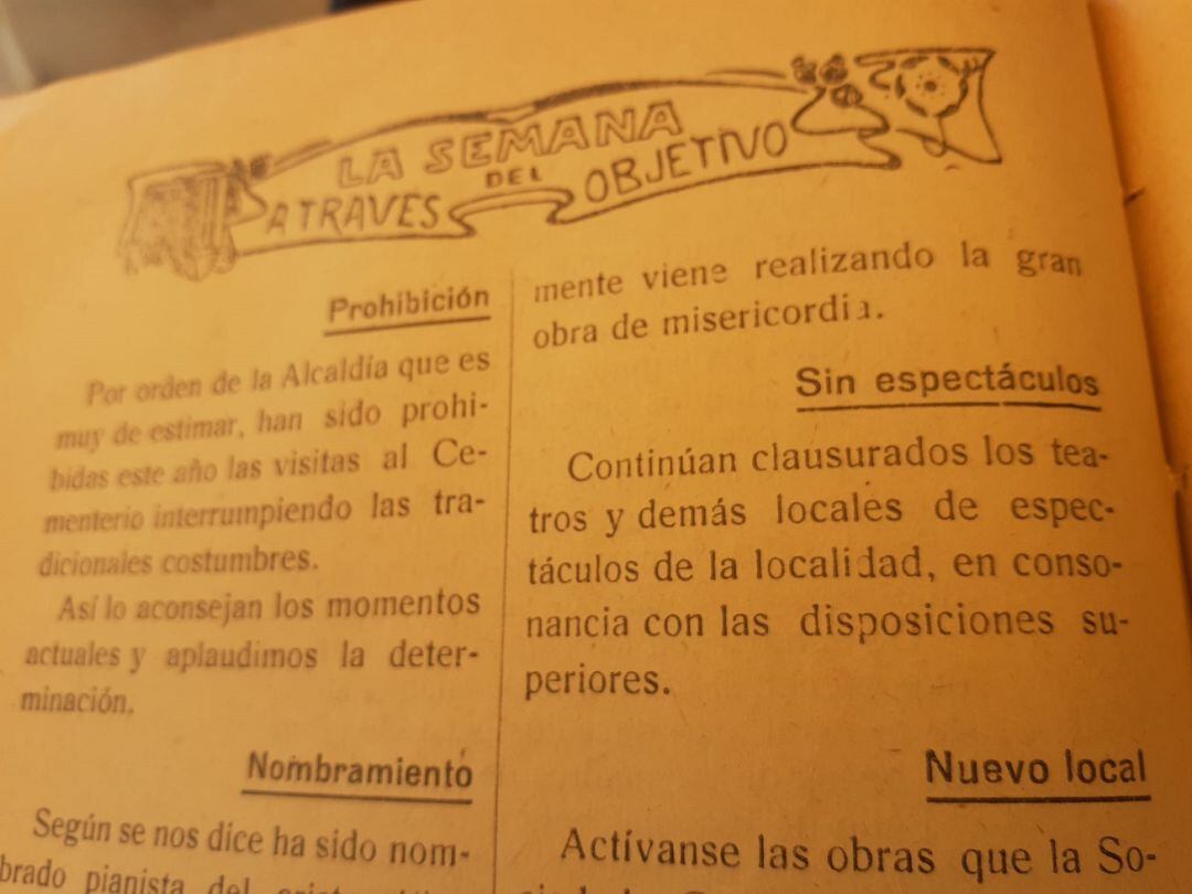 Páginas de la revista lorquina &#039;Tontolín&#039; de 1915.