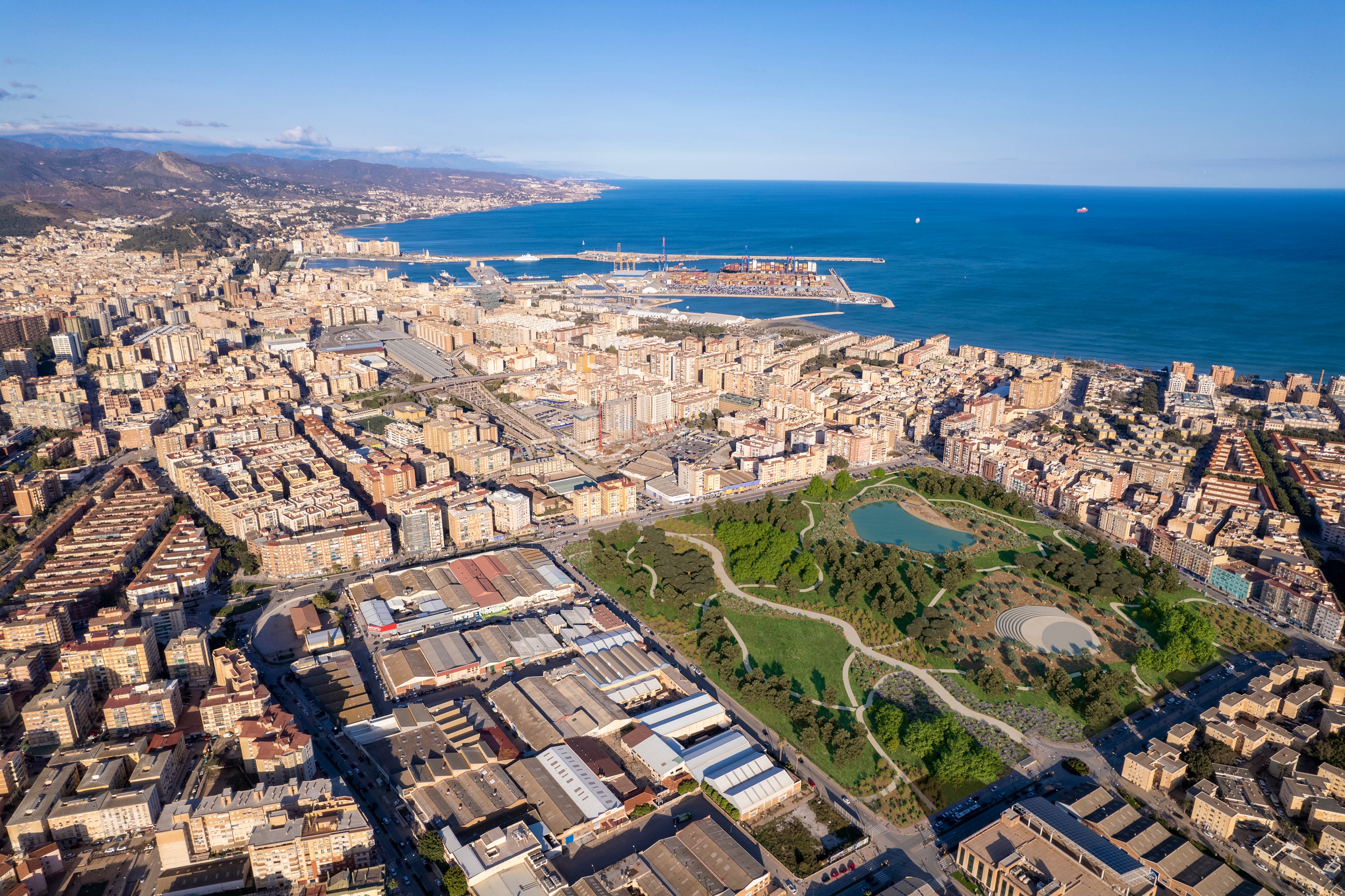 Recreación del proyecto de zona verde que defiende la plataforma del Bosque Urbano en los terrenos de Repsol (BUM)