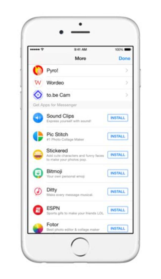 Selector de apps de Messenger