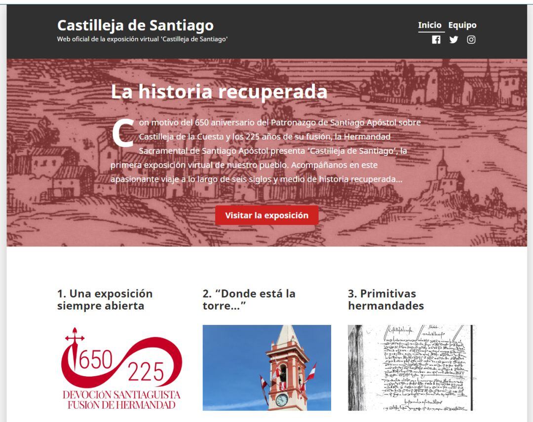 Portada de la web que muetsra la historia de Castilleja de la Cuesta