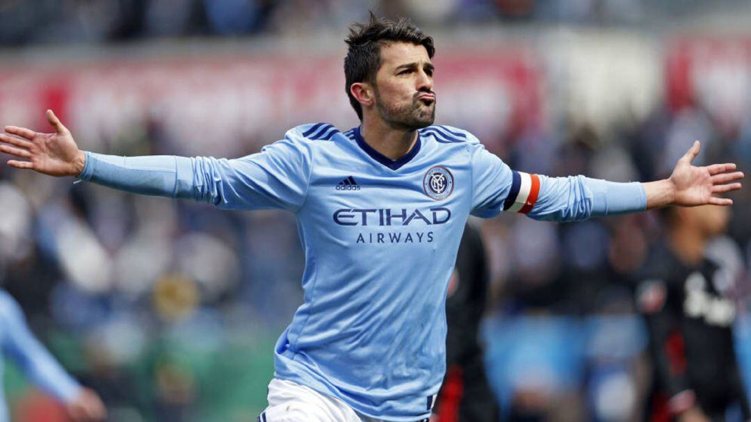 Villa celebra un gol con el New York City.