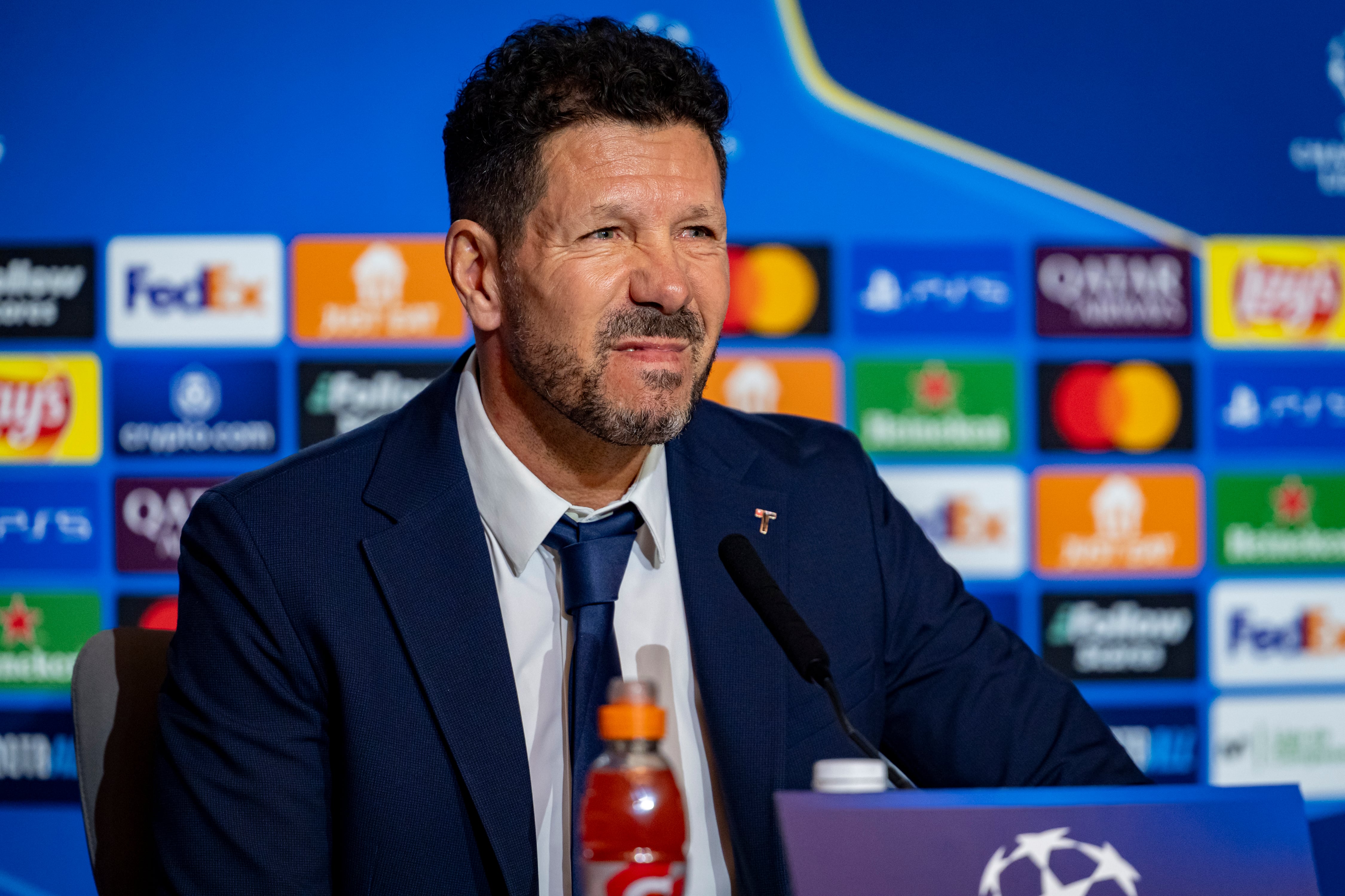 Diego Pablo Simeone, durante la rueda de prensa previa al partido ante el Slovan Bratislava