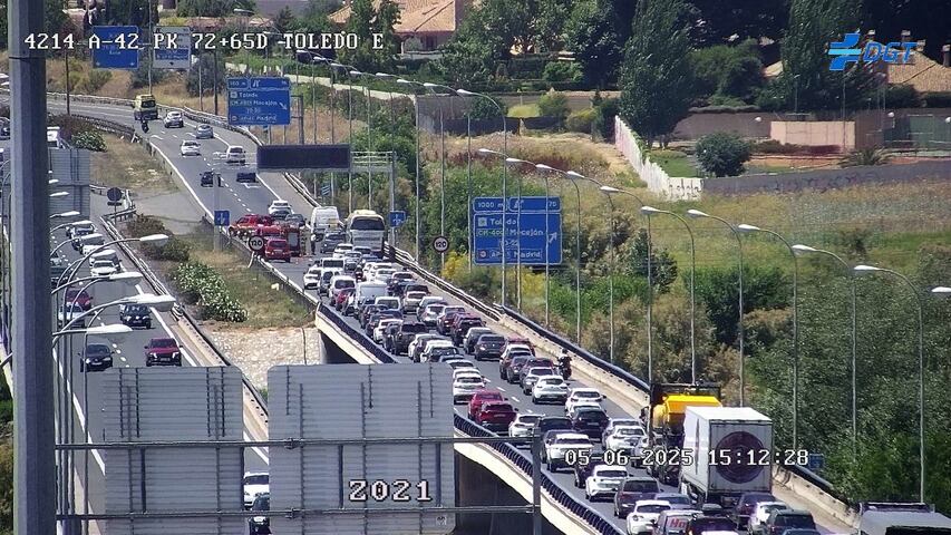 Una de las cámaras de tráfico capta el siniestro vial en la Autovía A-42, a la altura del Polígono de Toledo