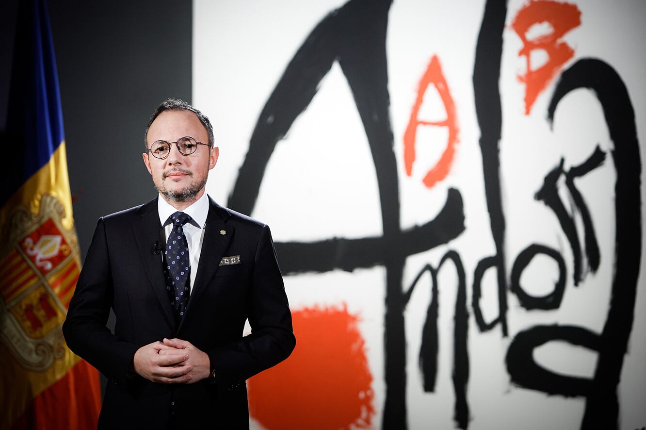 Xavier Espot durant el discurs de cap d&#039;any.