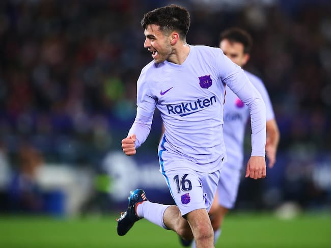 Pedro 'Pedri' González, jugador del FC Barcelona, celebrando su tanto contra el Levante UD