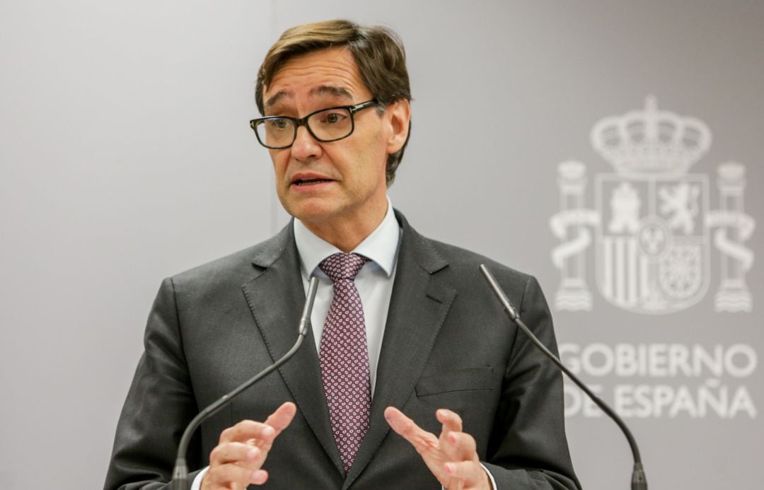 El ministro de Sanidad, Salvador Illa, durante una rueda de prensa para informar sobre las medidas para evitar nuevos contagios de coronavirus