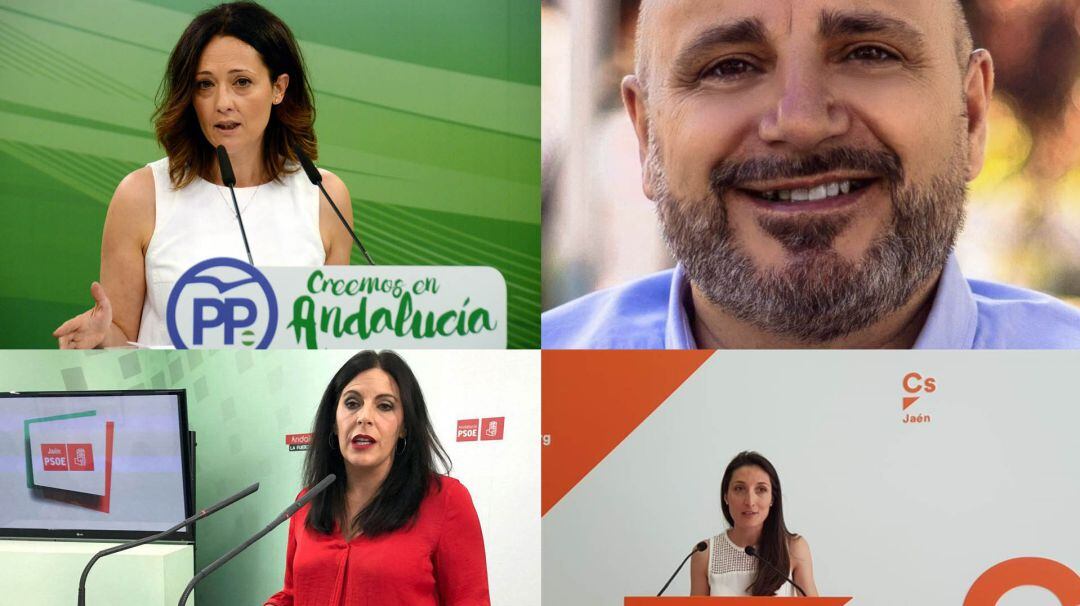 De izquierda a derecha y de arriba a abajo Maribel Lozano, del PP; José Luis Cano, de Adelante Andalucía; Ángeles Férriz, del PSOE y Mónica Moreno, de Ciudadanos.