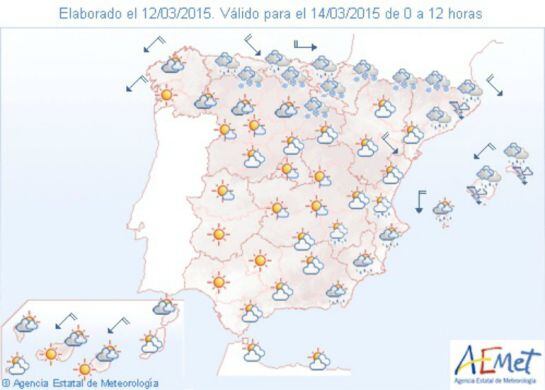 Tiempo meteorológico del sábado
