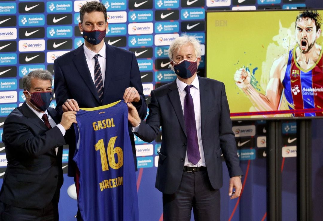 Presentacion del jugador Pau Gasol como nuevo fichaje del FC Barcelona