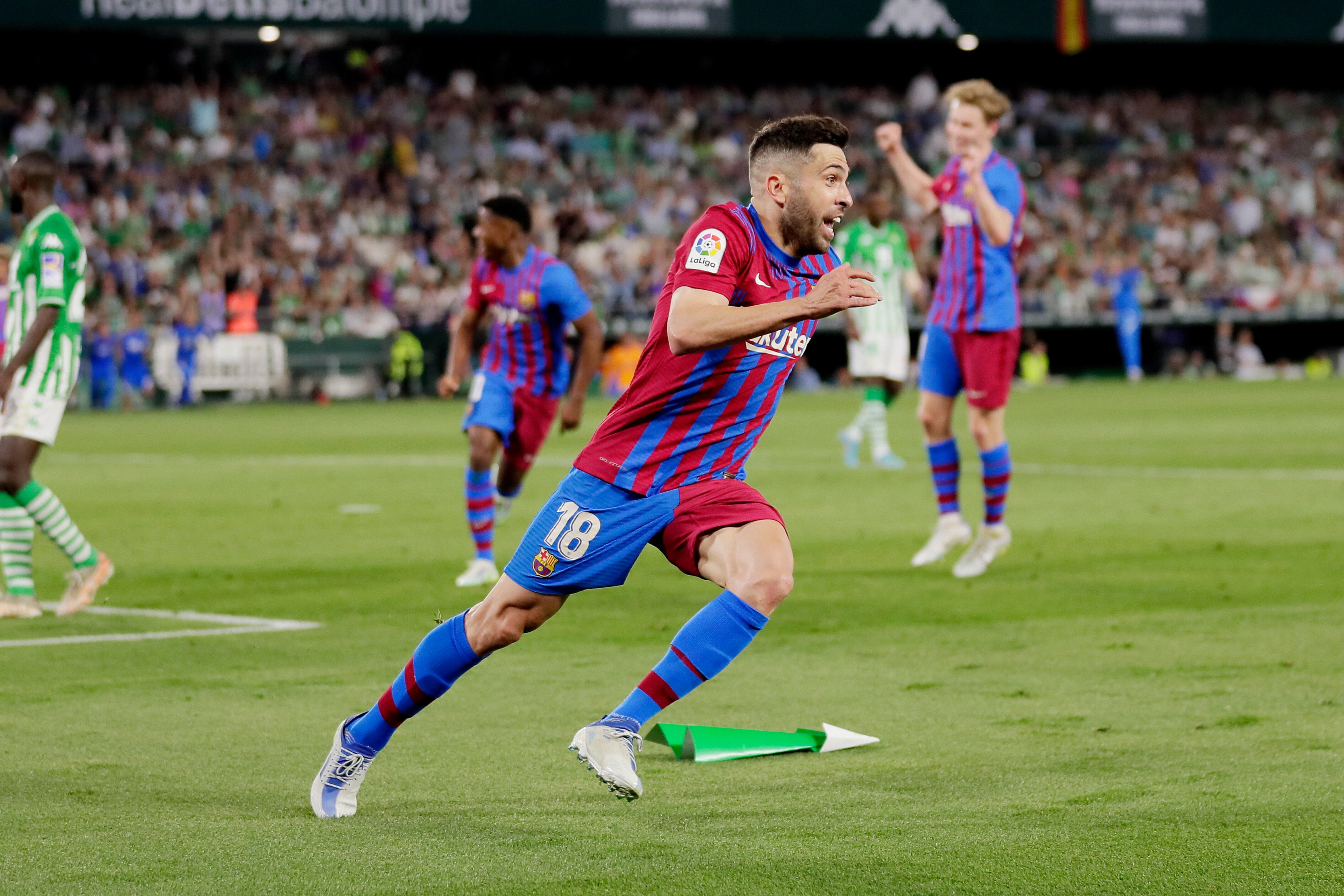 Jordi Alba celebra el gol de la victoria ante el Betis el pasado sábado.