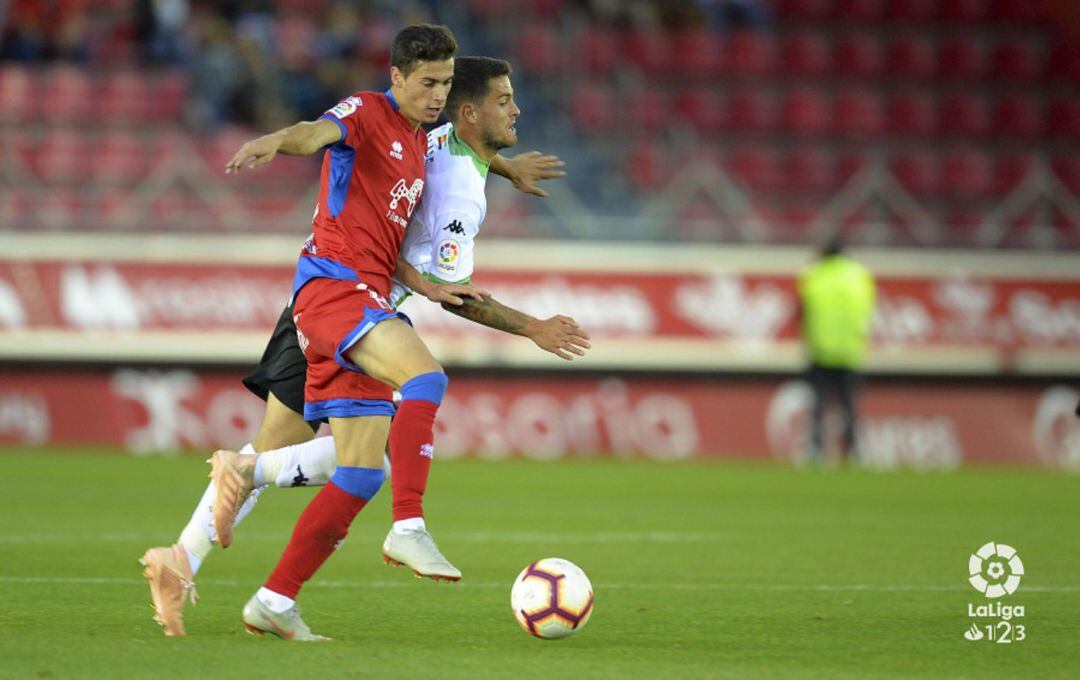 Nacho, durante el Numancia-Extremadura en Los Pajaritos.