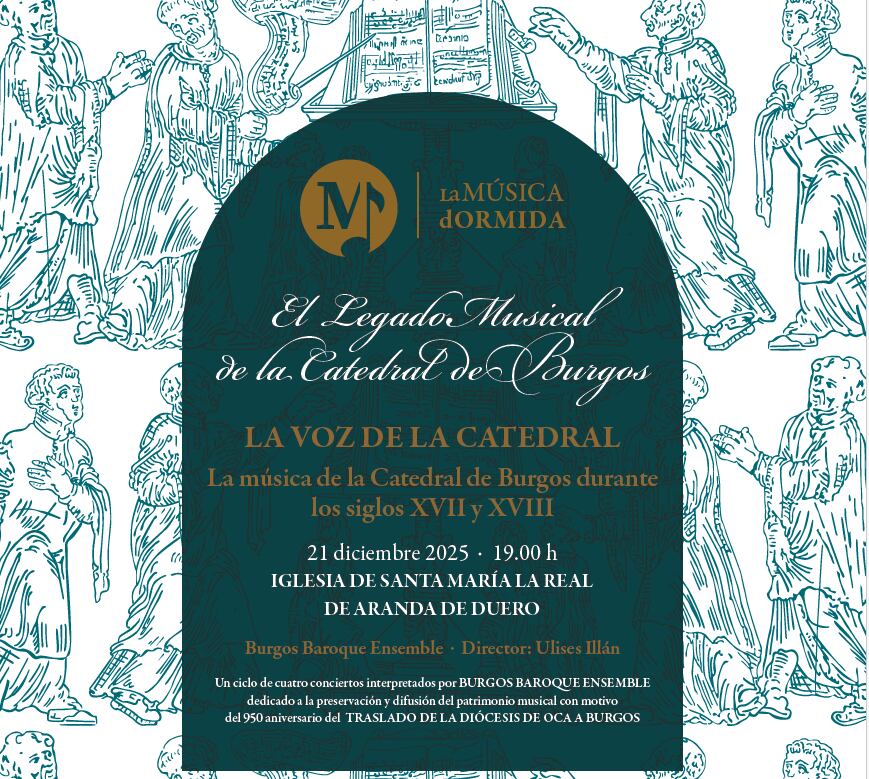 Cartel concierto La Música Dormida de Burgos Baroque Ensemble en Aranda