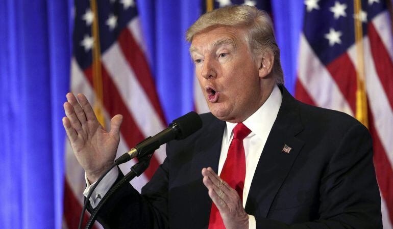  El presidente electo estadounidense, Donald Trump, durante una rueda de prensa en la Trump Tower, Nueva York, Estados Unidos.