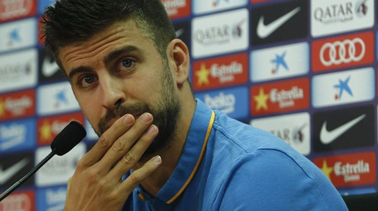 Gerard Piqué, en la comparecencia en la que manifestó su deseo de seguir en la Selección.