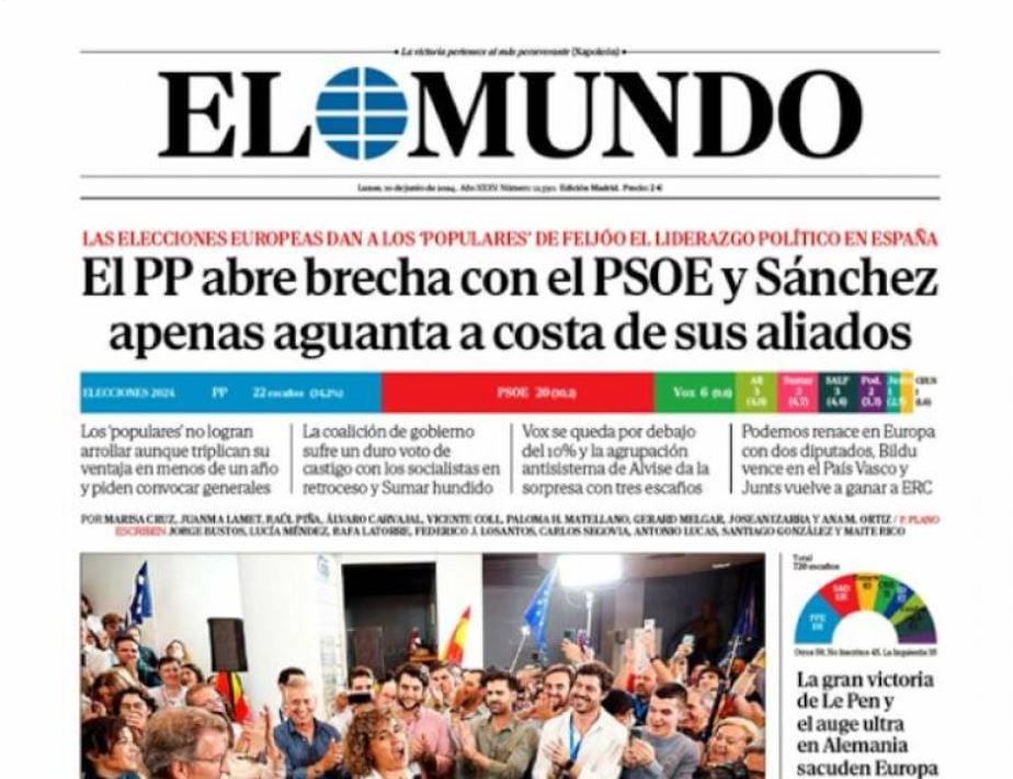 Portada de &#039;El Mundo&#039; tras las elecciones europeas.