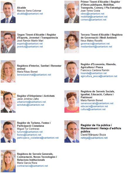 Equipo de gobierno de Sant Antoni al completo