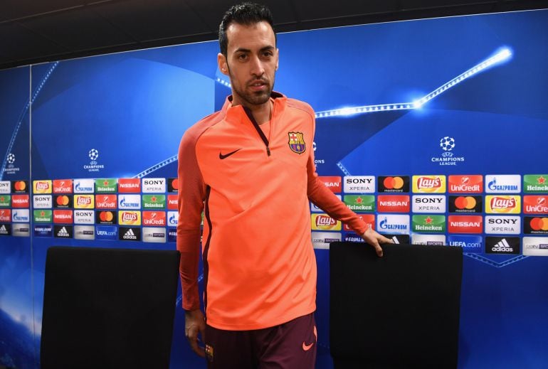 Sergio Busquets, en la rueda de prensa previa al partido ante el Chelsea.