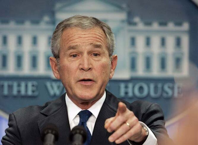 El presidente estadounidense, George W. Bush, durante la rueda de prensa celebrada este miércoles en la Casa Blanca