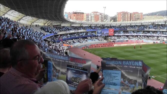 El último partido del Aviron Bayonnais en Anoeta se disputo el pasado 23 de marzo contra el Toulon