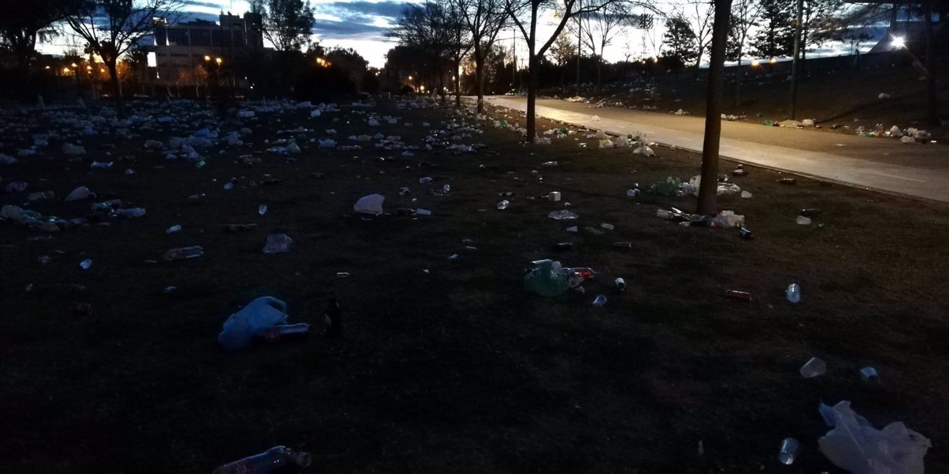 Imagen de archivo de los restos dejados en el Parque Guadaíra tras una botellona previa a un partido del Betis/ Asociación Parque Guadaira