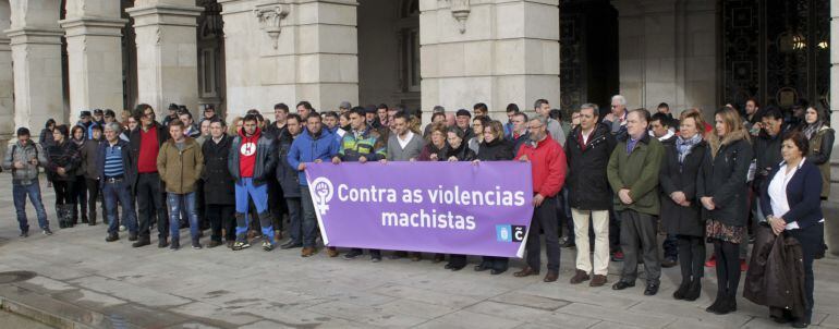 Minuto de silencia contra la violencia machista en María Pita. Foto de archivo