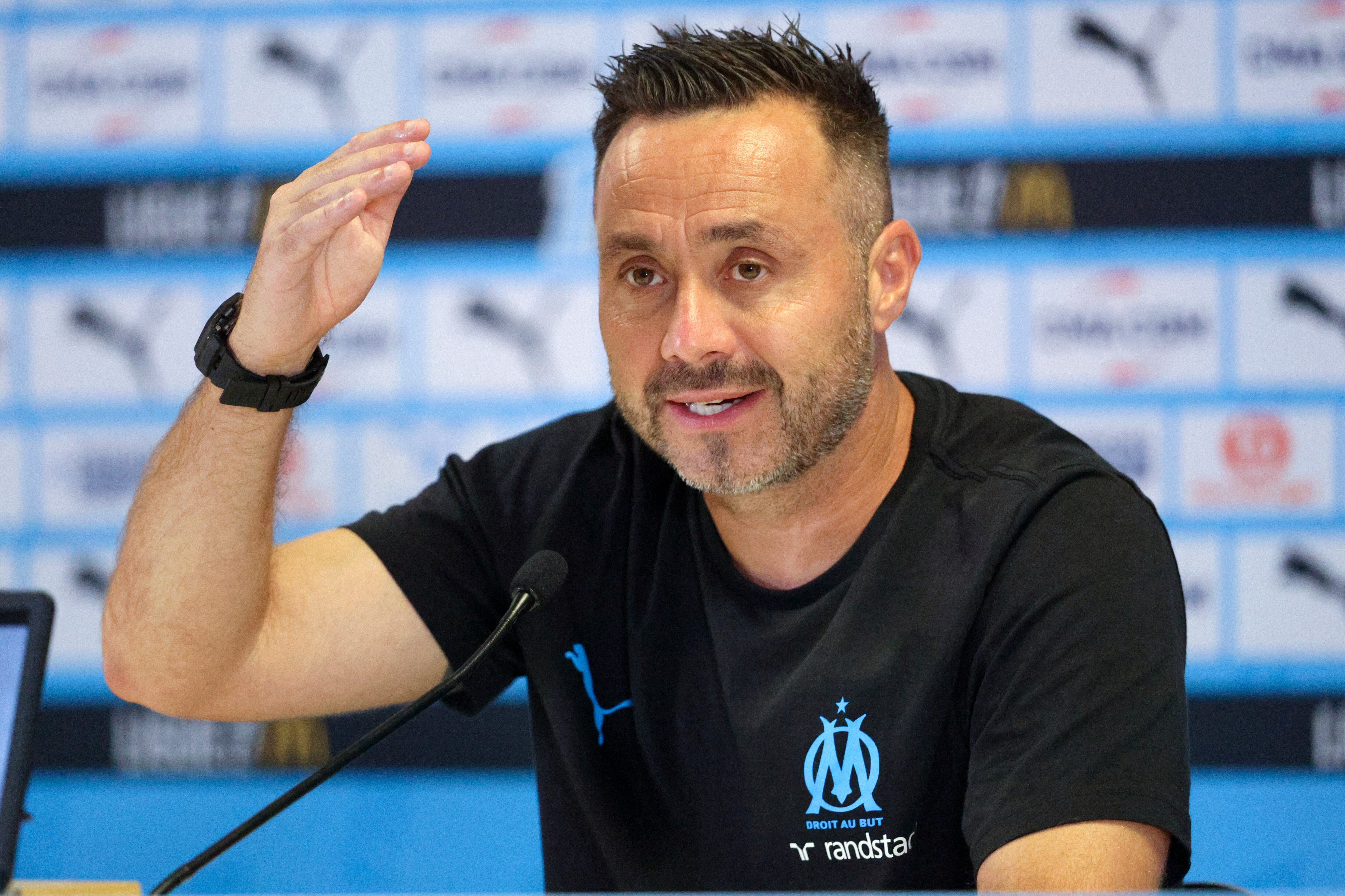 Roberto De Zerbi, entrenador del Marsella, en rueda de prensa. (Foto: Neal Simpson/Getty Images)