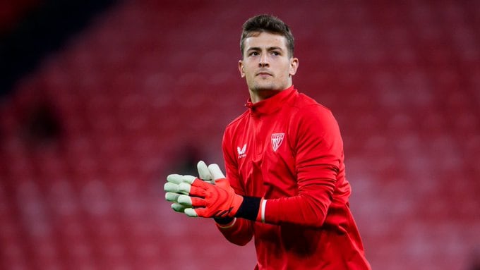 Julen Agirrezabala, en la previa del partido ante el Slavia de Praga