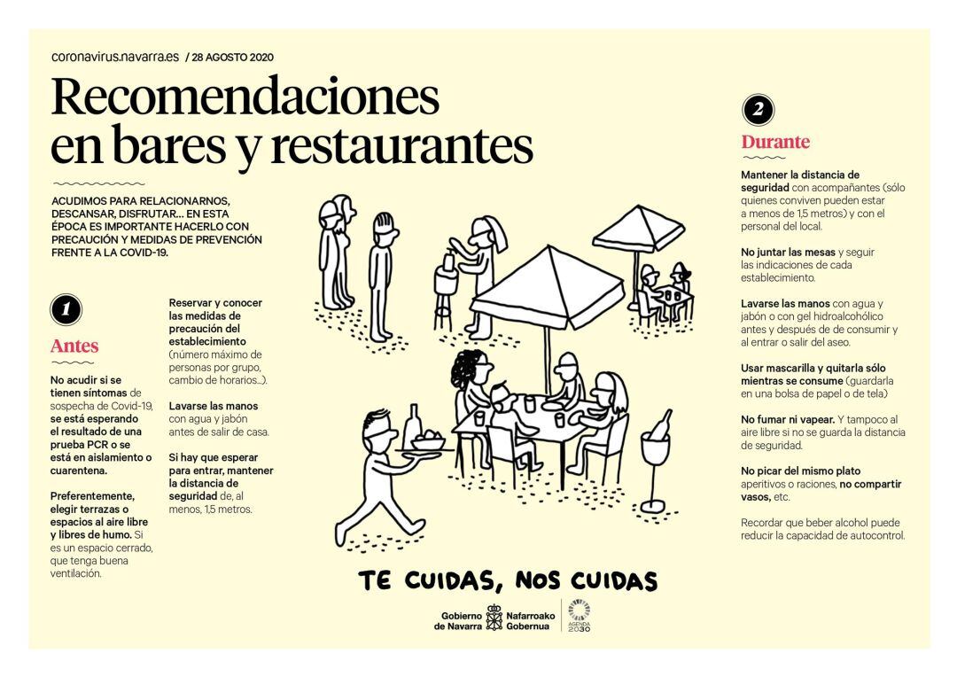 Recomendaciones del Gobierno de Navarra frente al Covid-19 en bares y restaurantes