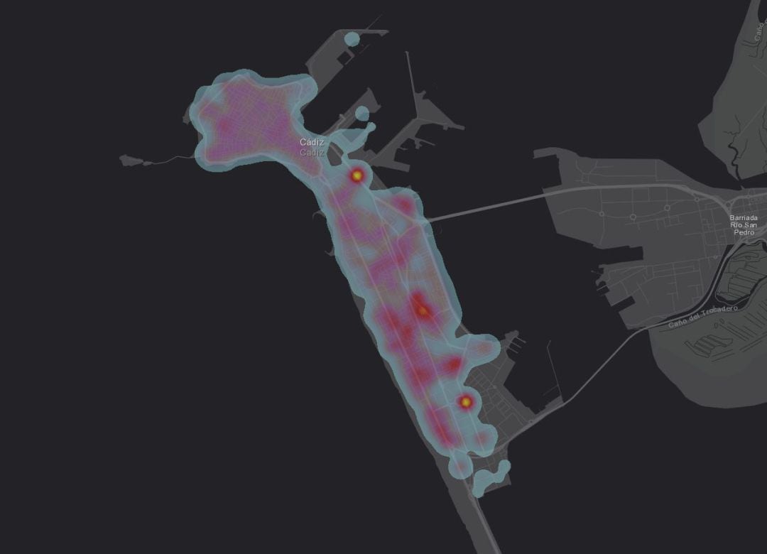 Mapa de consumos en Cádiz