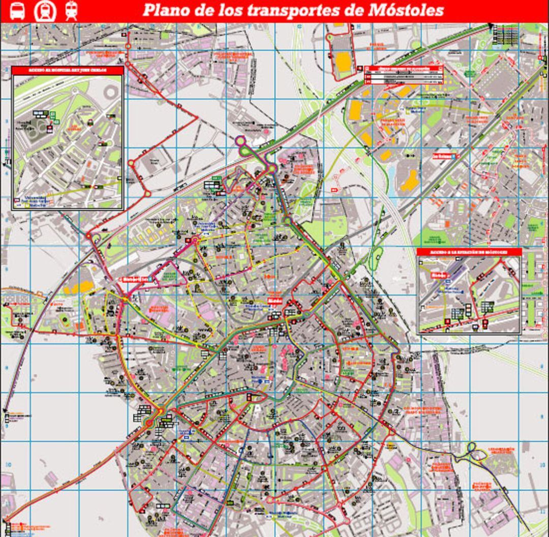 Plano de los transportes de Móstoles