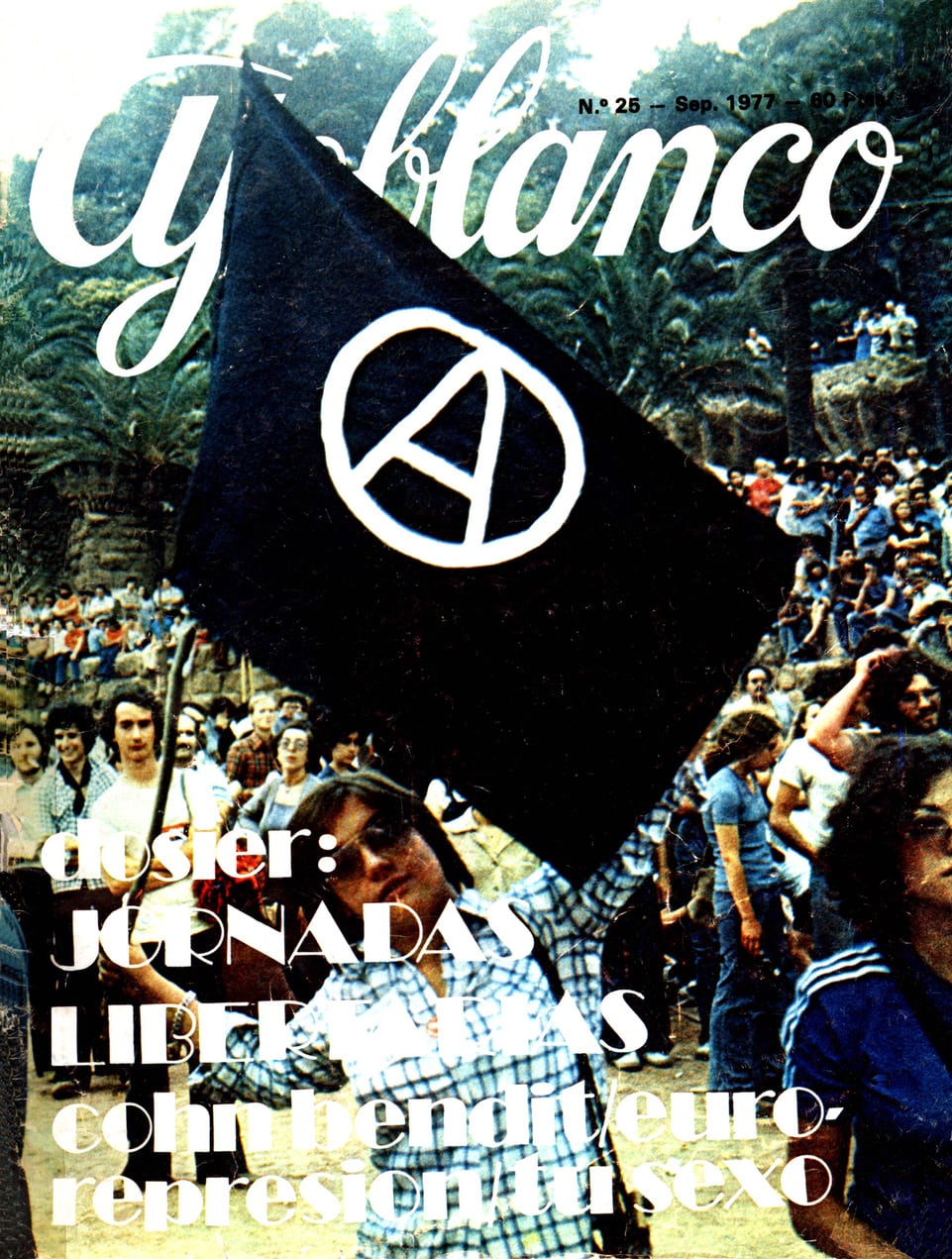 Portada de un número de la revista &#039;Ajoblanco&#039; dedicado a las Jornadas Libertarias de 1977