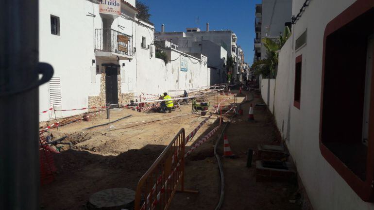 Una imagen de la calle Sant Josep en obras