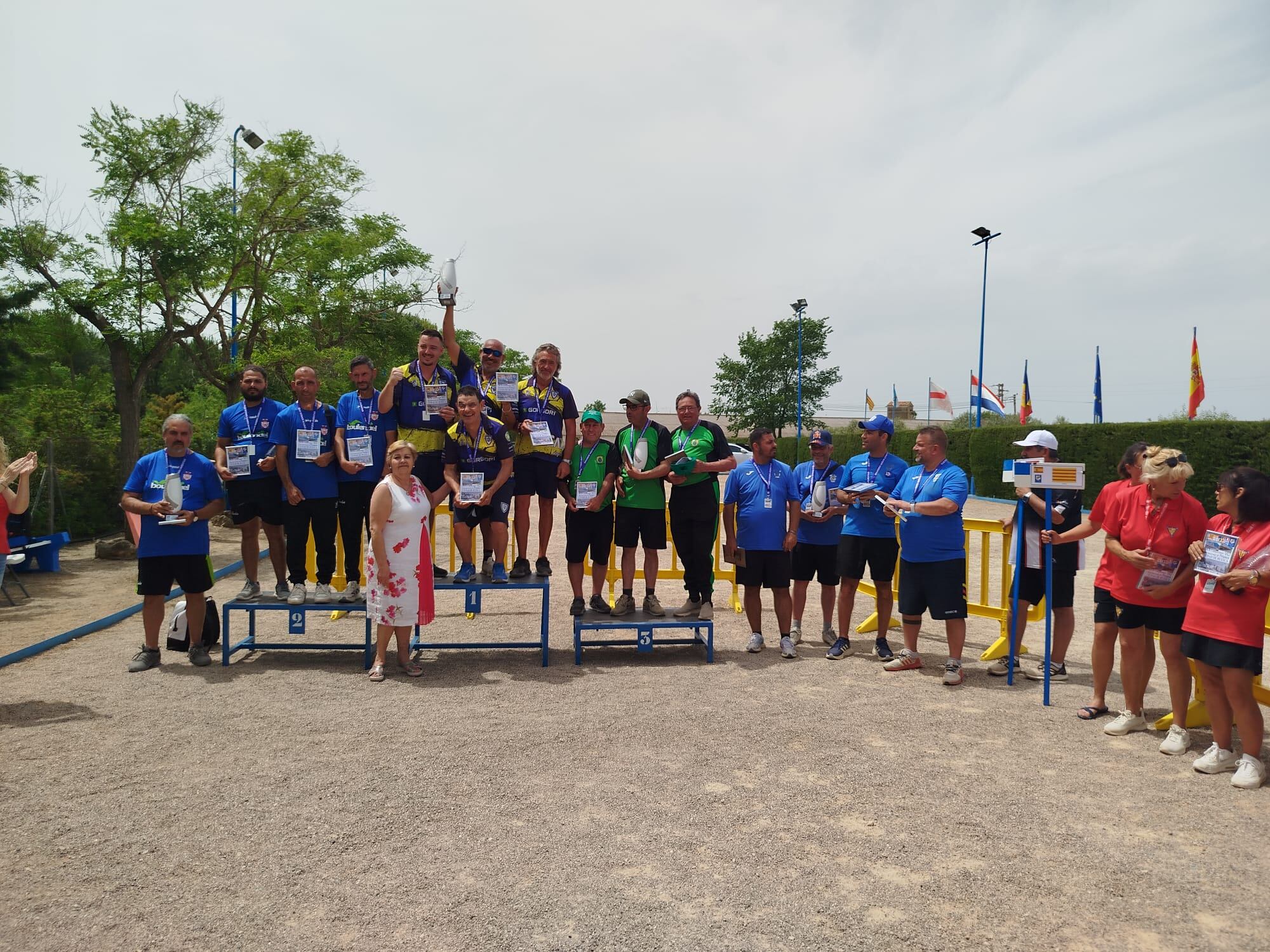 Podio masculino del Torneo Ciudad de Huesca de Petanca