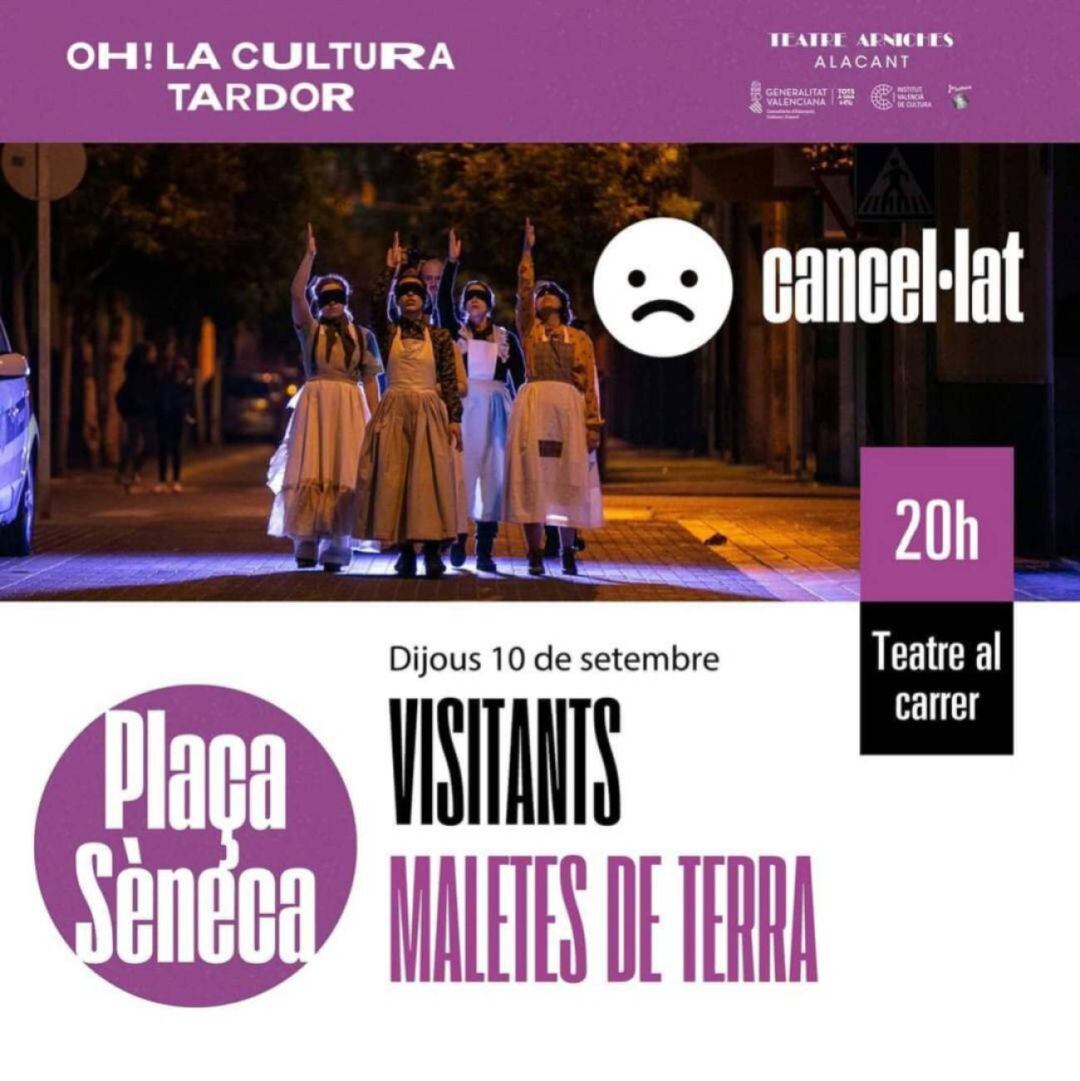 Cartel anunciando la cancelación del espectáculo