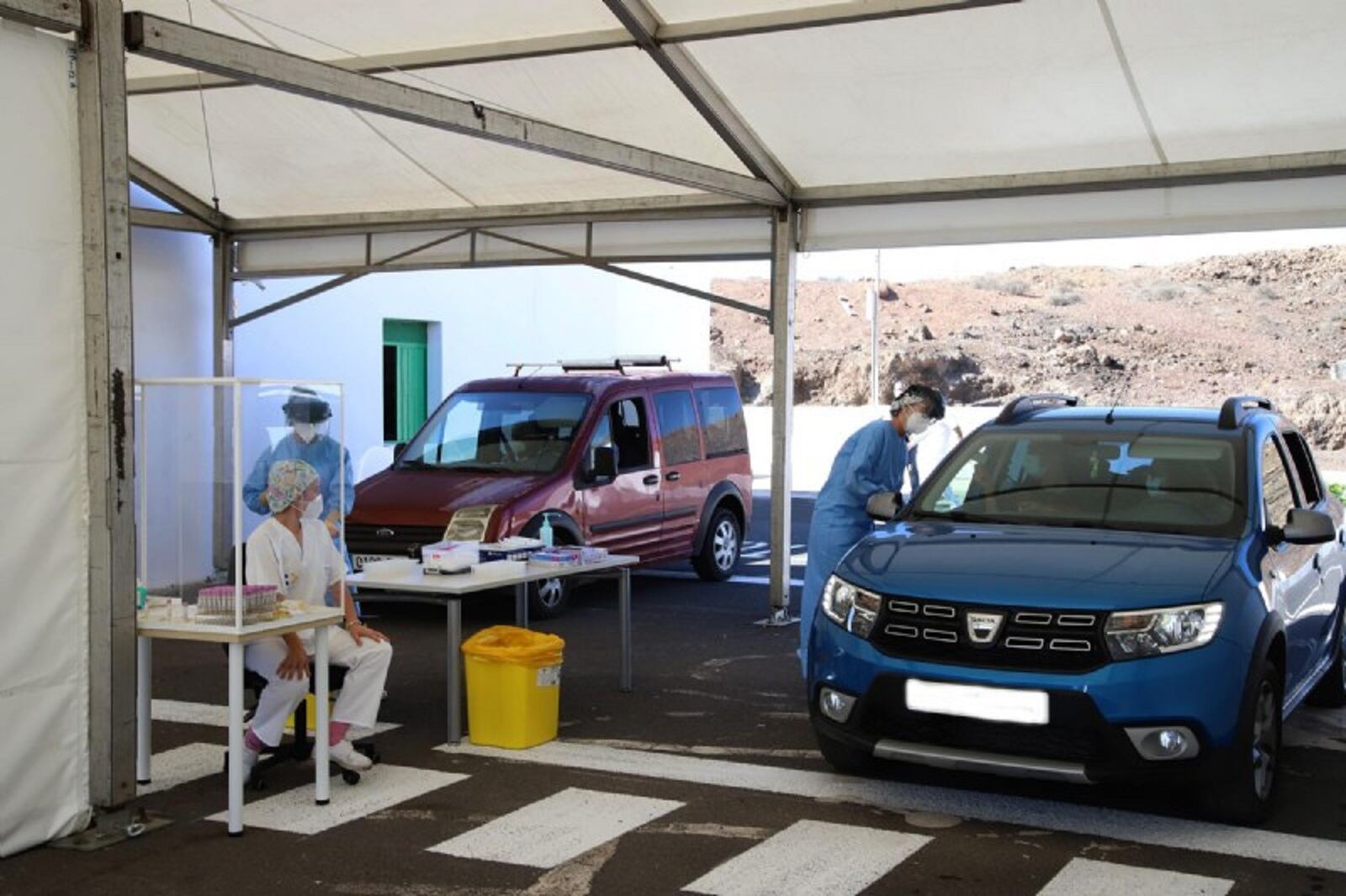 Imagen de archivo del Auto Covid instalado en el recinto ferial de Arrecife, Lanzarote.