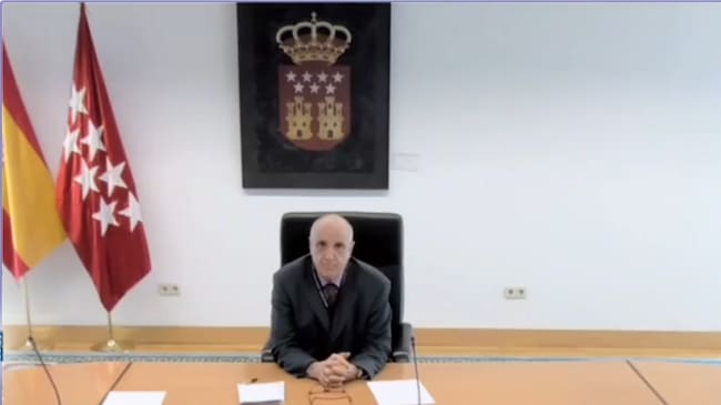 Victorino Alonso durante su comparecencia telemática