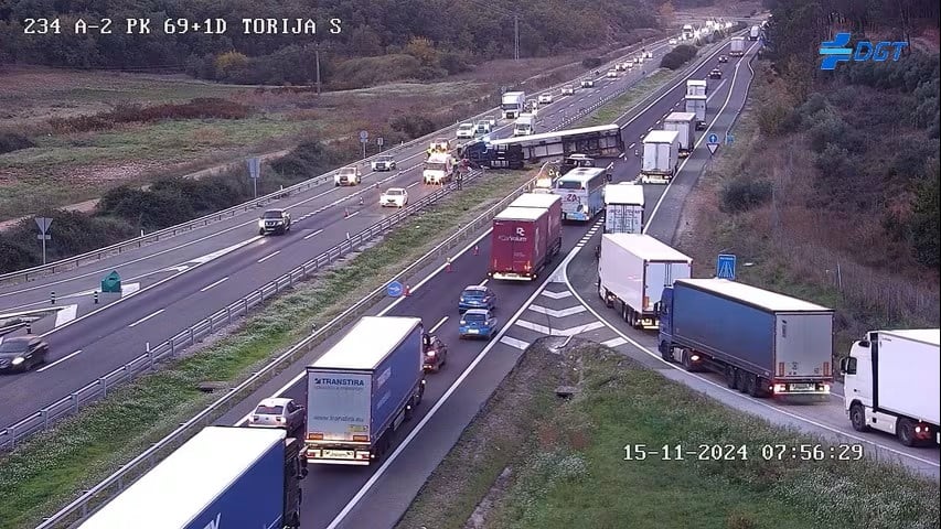 Accidente de un camión el pasado 11 de noviembre en la A2 poco antes de Torija