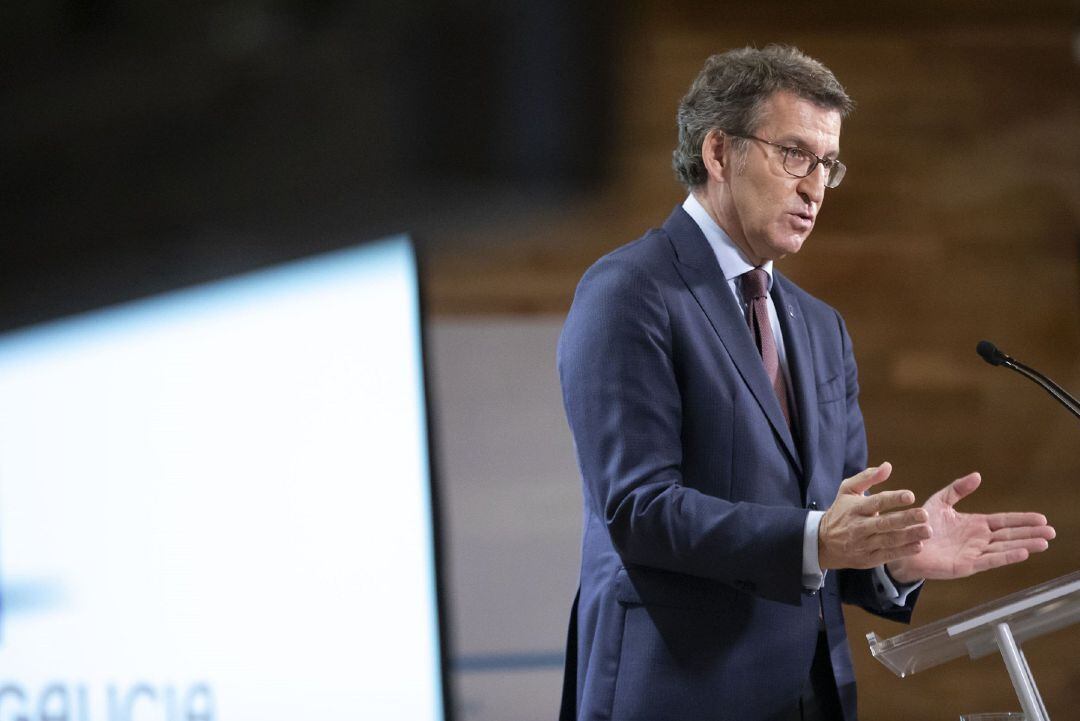 El presidente de la Xunta, Alberto Núñez Feijóo, en la rueda de prensa posterior a la reunión del Consello.