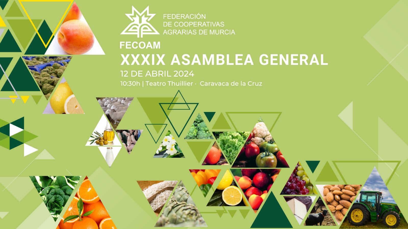 Cartel anunciador de la XXXIX Asamblea Anual de Socios de FECOAM en Caravaca de la Cruz