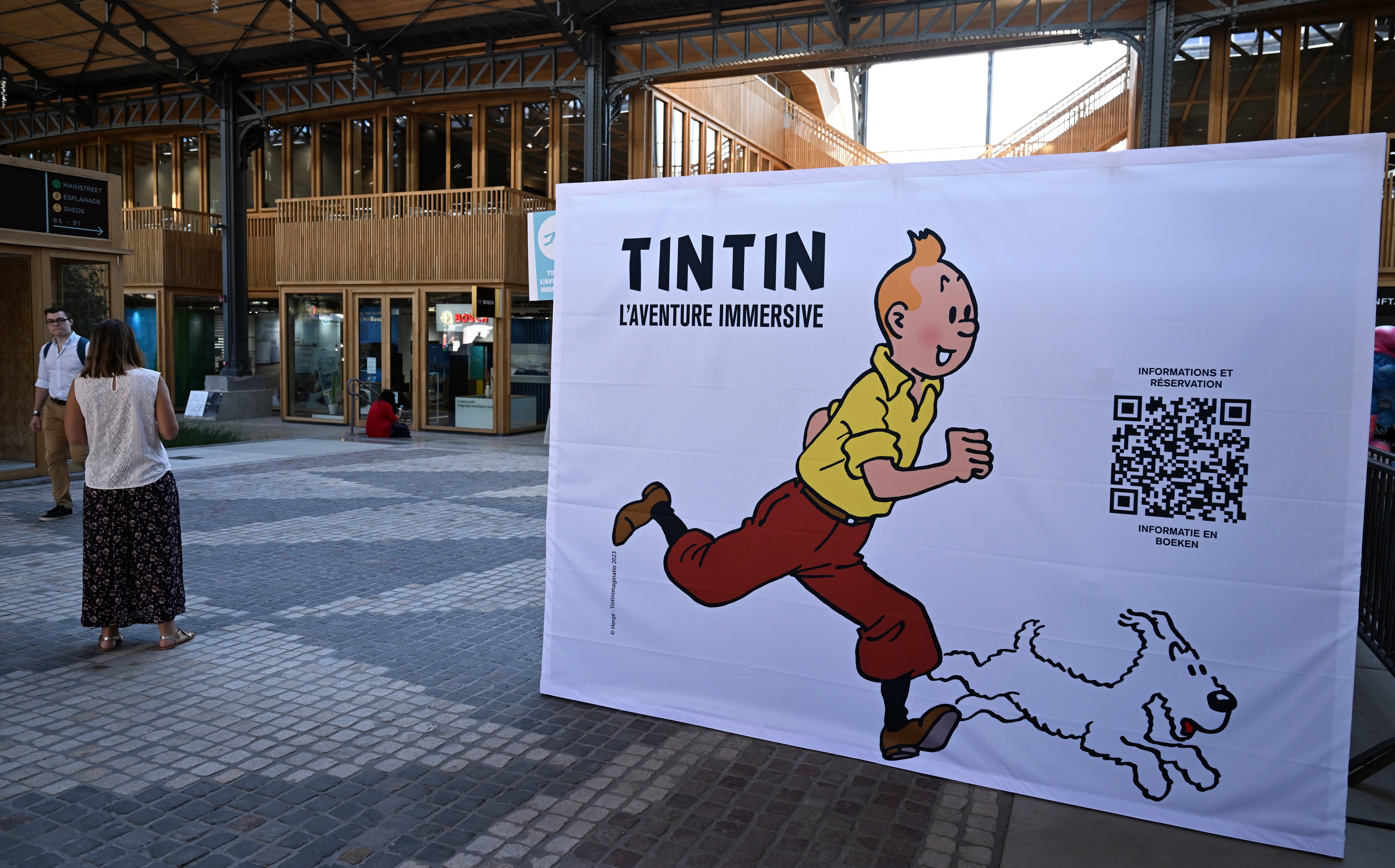 Anuncio de Tintín durante la exposición del Cómic en Bruselas el pasado septiembre.