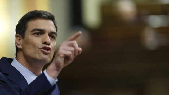 El líder del PSOE, Pedro Sánchez, durante su intervención en el vigésimo quinto Debate del Estado de la Nación.