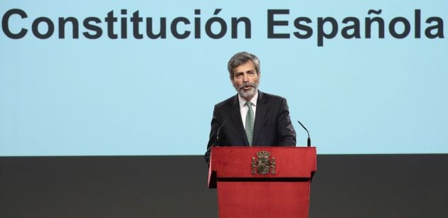 Carlos Lesmes, durante la lectura de un extracto de la Constitución