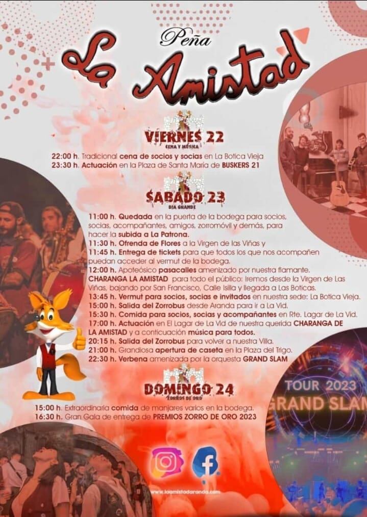 Programa de actos de la fiesta de la Peña La Amistad