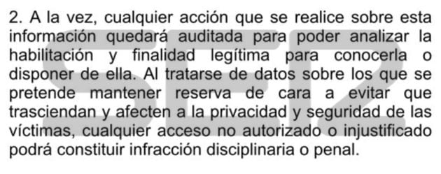 Cualquier acción quedará auditada