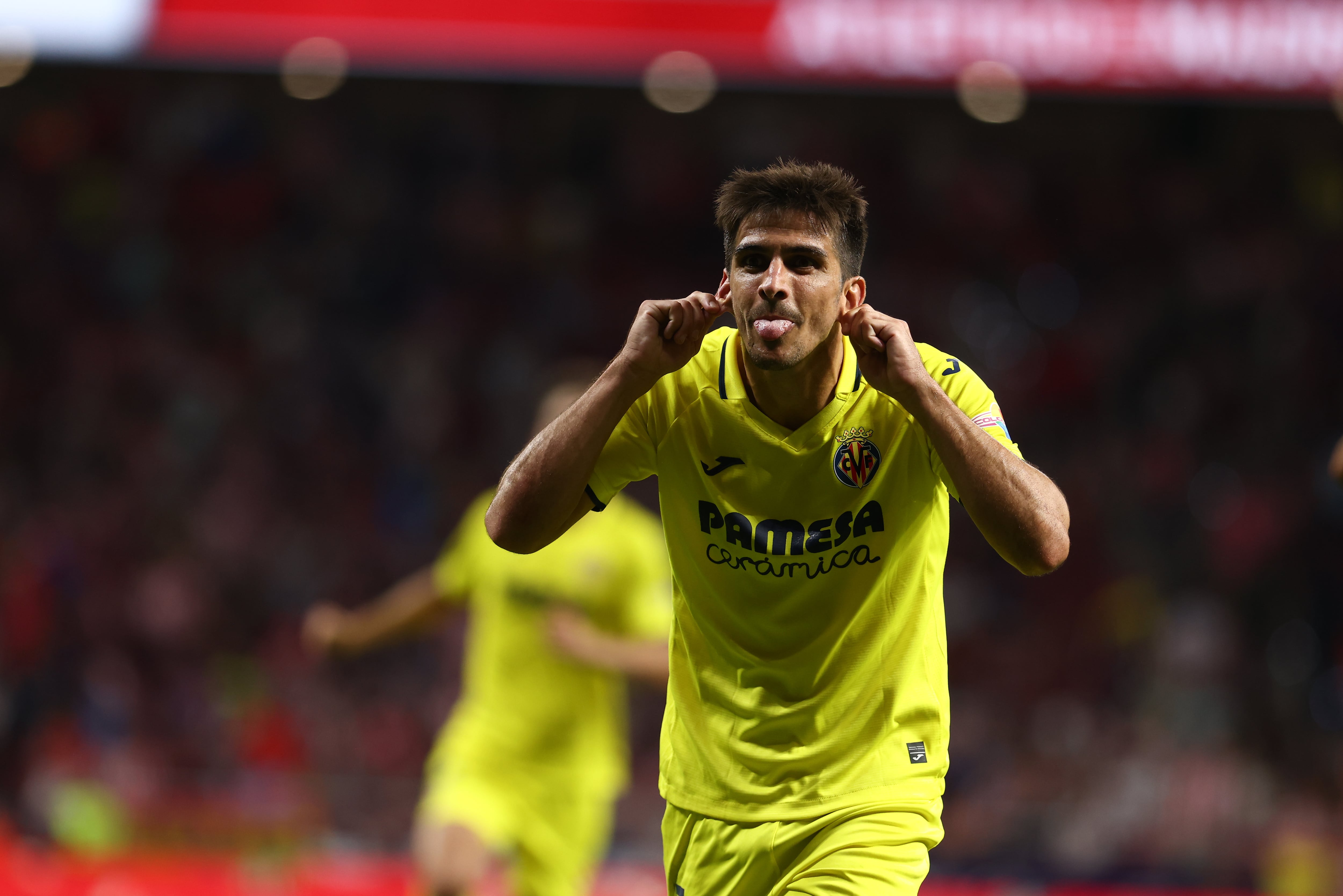 MADRID, SPAIN - AUGUST 21: Gerard Moreno of Villarreal celebrates a goal during the Spanish League, La Liga Santander, football match played between Atletico de Madrid and Villarreal CF at Civitas Metropolitano stadium on August 21, 2022 in Madrid, Spain. (Photo By Oscar J. Barroso/Europa Press via Getty Images)